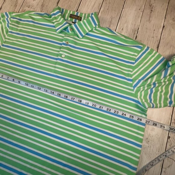 Peter Millar Men Sz XL Summer Comfort Short Sleeve Golf Polo Shirt Blue Striped - Picture 8 of 9